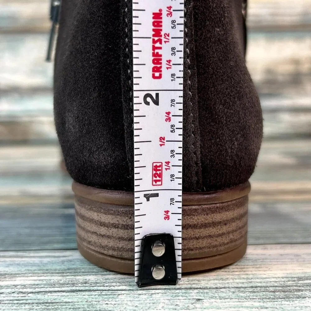 Eric Michael Ankle Boots Womens Sz 6.5 Casual Double Zipper Low Block Heel Gray